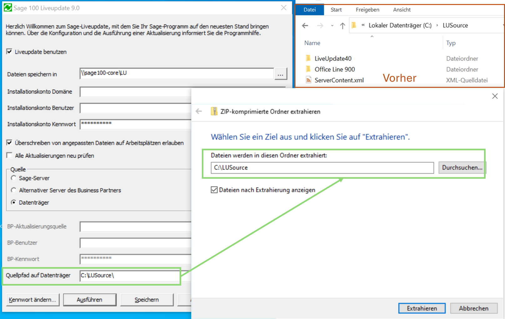 Sage 100 Liveupdate vorher