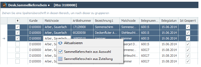 Sage 100 Sammellieferschein