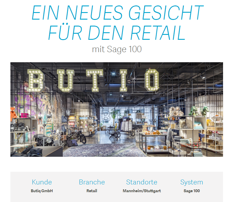 Sage 100 im Einzelhandel – Referenz Butiq GmbH - Sage Business Software
