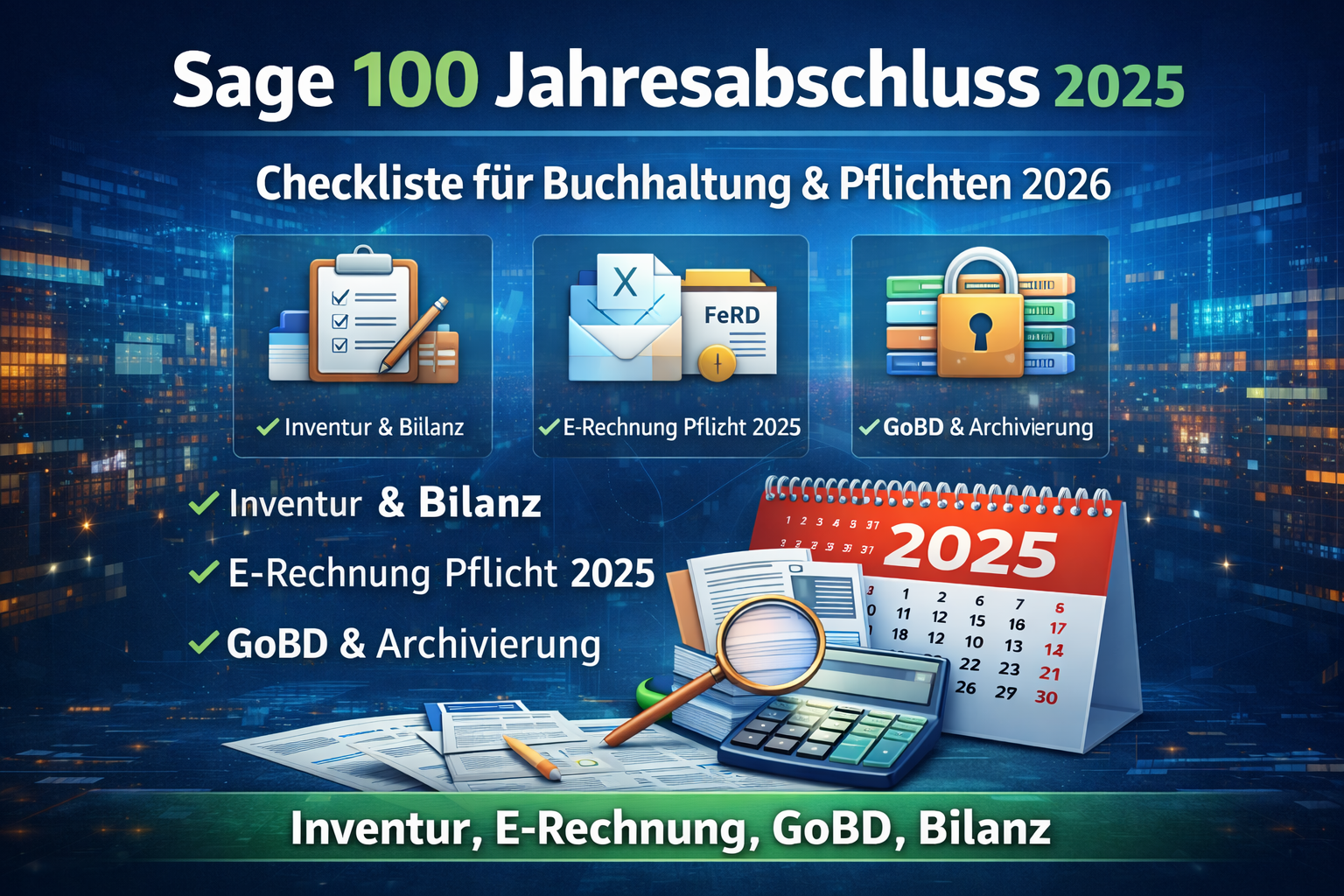Warum Sage 100 Jahresabschluss 2025 – Checkliste für Buchhaltung und Pflichten 2026