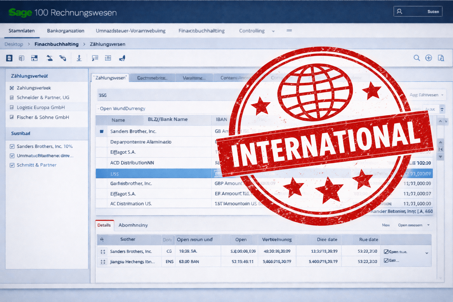 Sage 100 internationaler Zahlungsverkehr